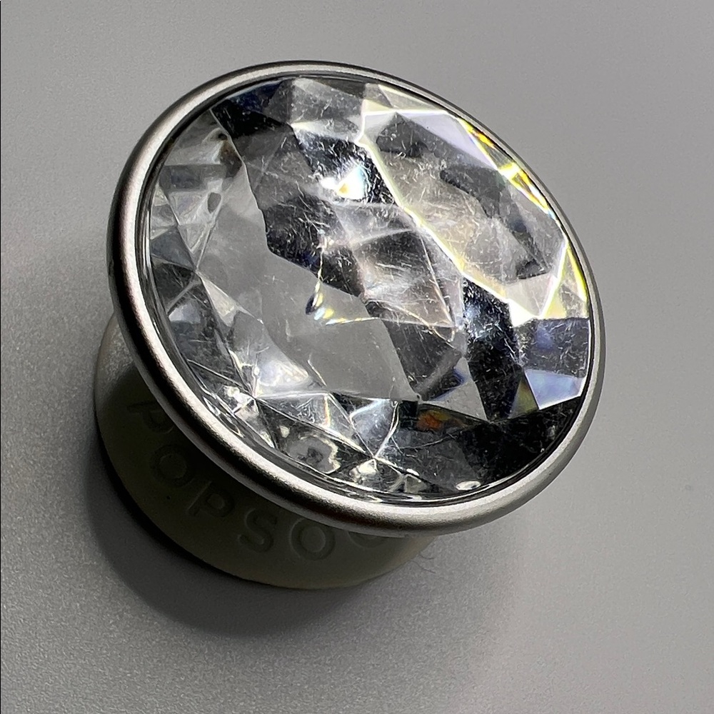 Popsockets Clear Crystal Diamond Faceted Round Cell Phone Grip NEW